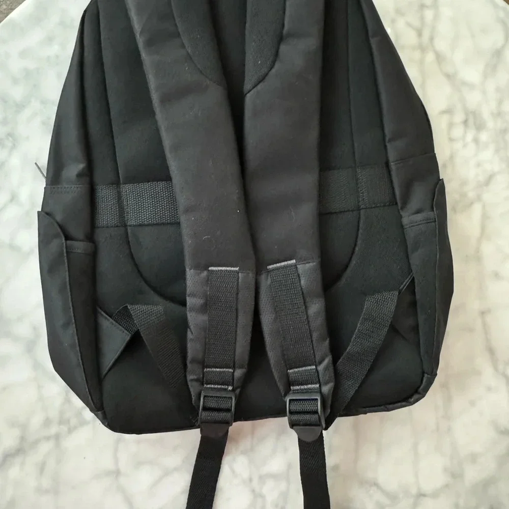 Black Backpack with 3 compartments for stuff NWOT 12x17x4
